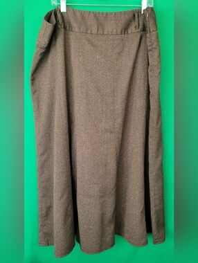 Womens Brown A-Line Skirt Convington 20W Plus Size Stretchy Vtg Pleated Tweed